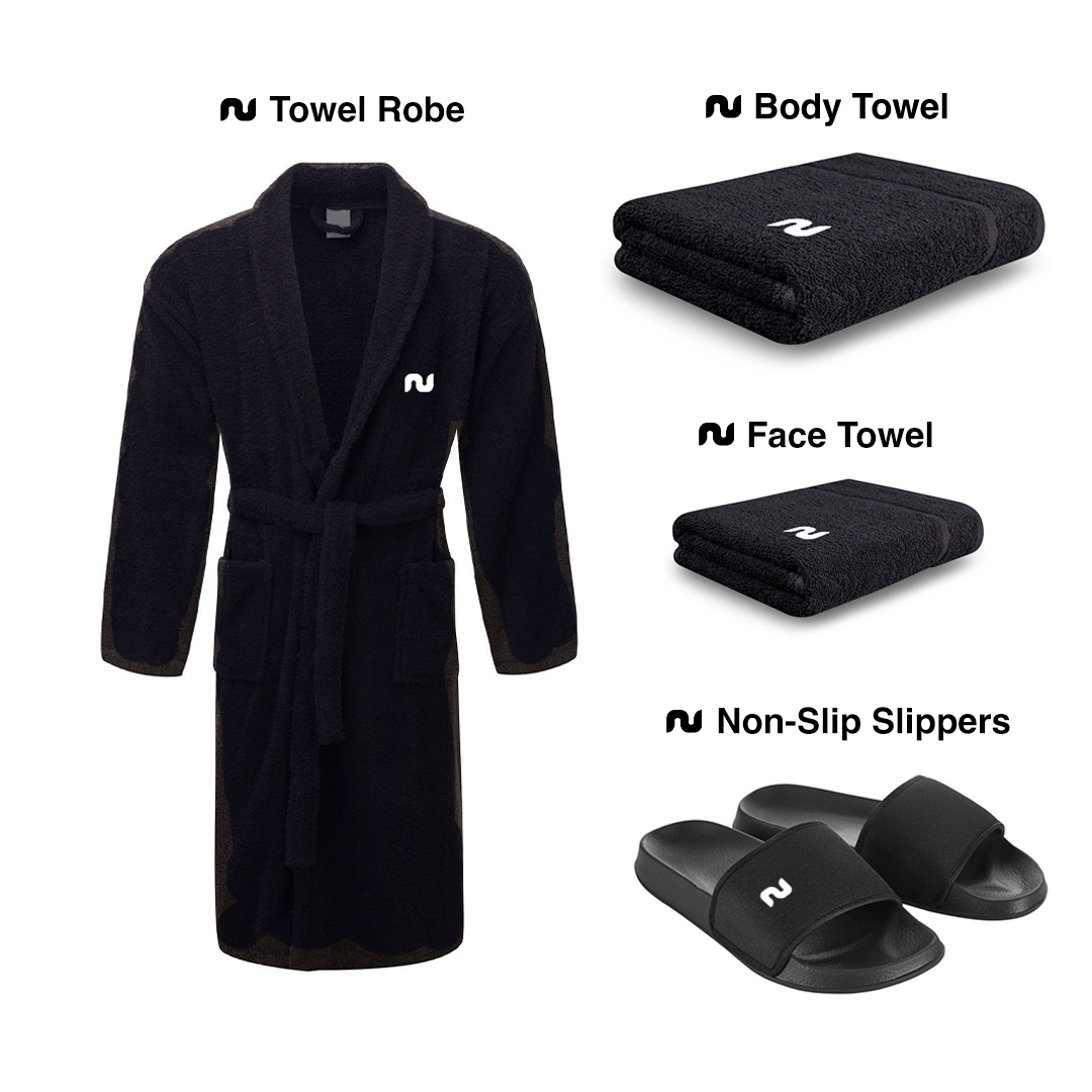 Complete Sauna DryPack - Water-Absorbent Towel Set + Slippers